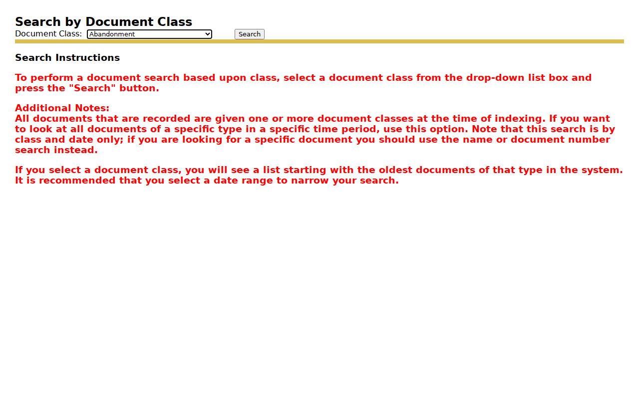 Ridgecrest public records document class search in the Kern Recorder index